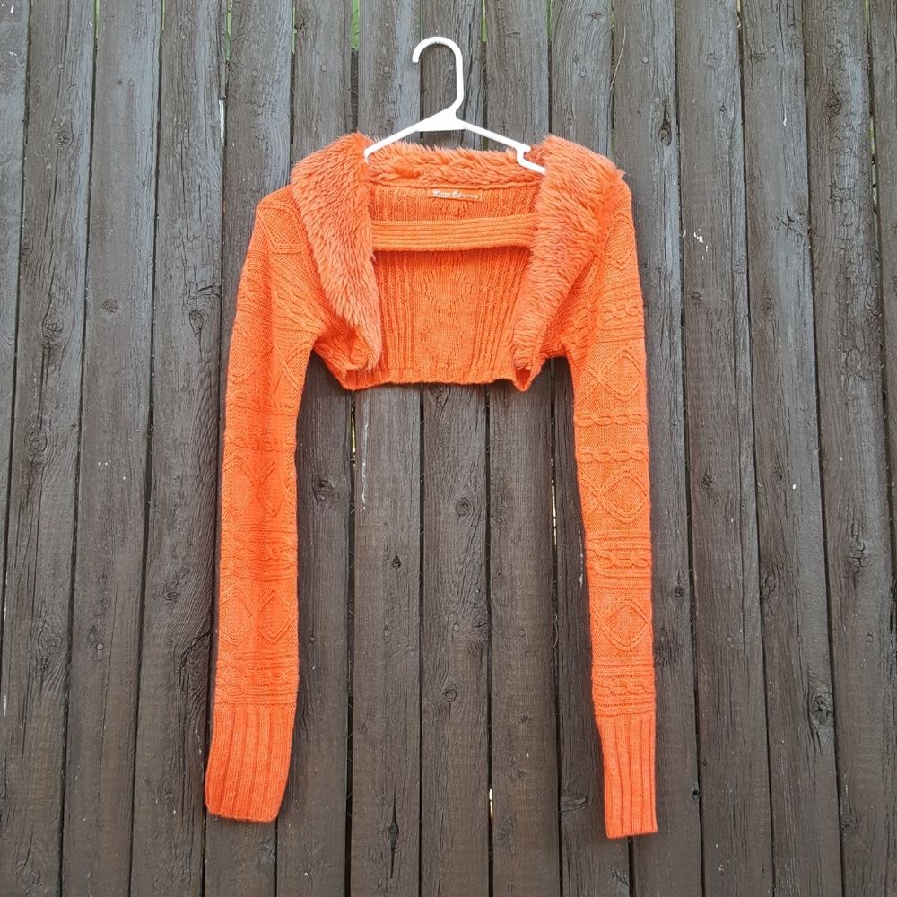 Sela Winter Rhapsody Orange Crop Sweater for Teen Junior